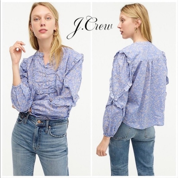 J. Crew Tops - NEW J.Crew ruffle sleeve popover NWOT
